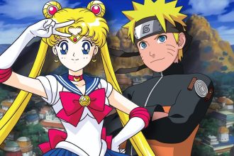 Personagens de Sailor Moon e Naruto se encontrando em um crossover épico.