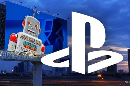 Logotipo da Sony com fundo de jogos