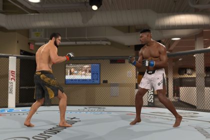 Ilustração de um lutador realizando um takedown no UFC 6