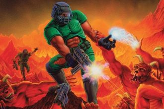 John Romero durante uma conferência sobre jogos