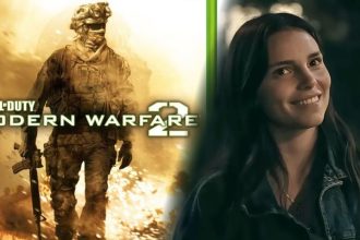 Inde Navarrette no Fanatics Fest com cópia do jogo Modern Warfare 2
