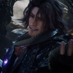 Arte de Final Fantasy XV com personagens em aventura
