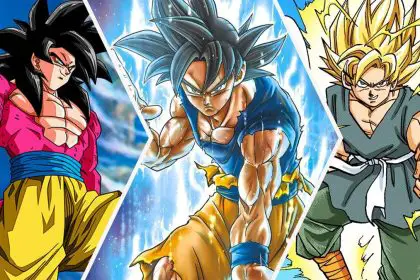 Arte de Dragon Ball mostrando Goku e personagens icônicos