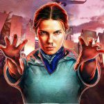 Millie Bobby Brown em evento de lançamento de jogo