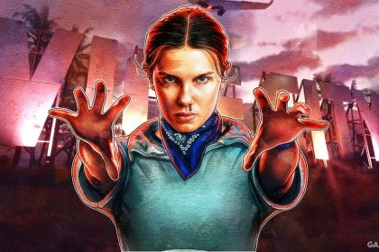 Millie Bobby Brown em evento de lançamento de jogo