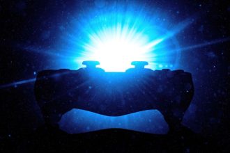 Controle DualSense Azul Icon para PS5 em destaque