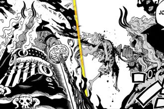 Imagem do capítulo 1188 de One Piece com Luffy e Imu na batalha.
