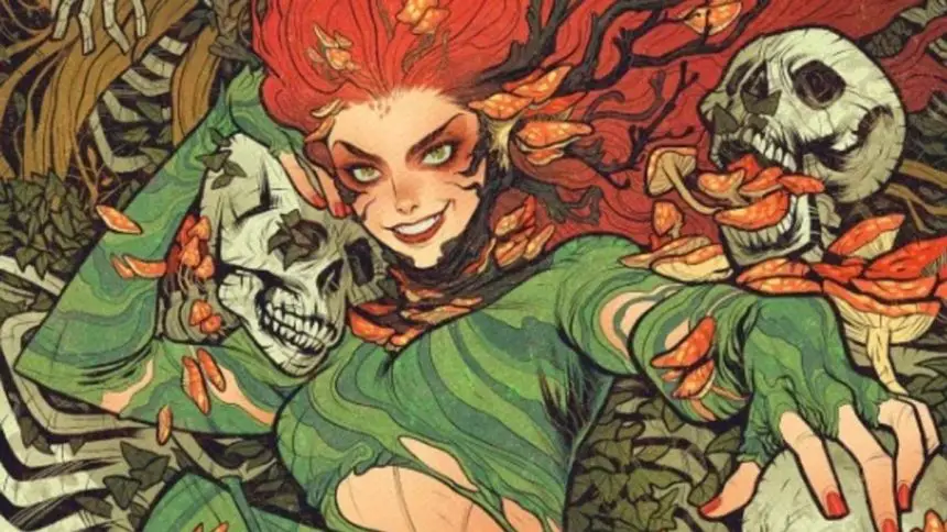 Poison Ivy em uma cena sombria do universo de Batman