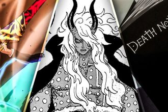 Armas famosas do anime reunidas em uma ilustração épica.
