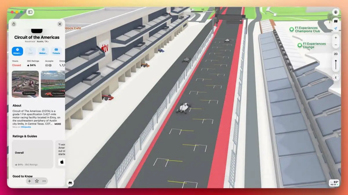 Apple Maps revoluciona Austin com detalhes do F1 - Apple Maps Austin F1